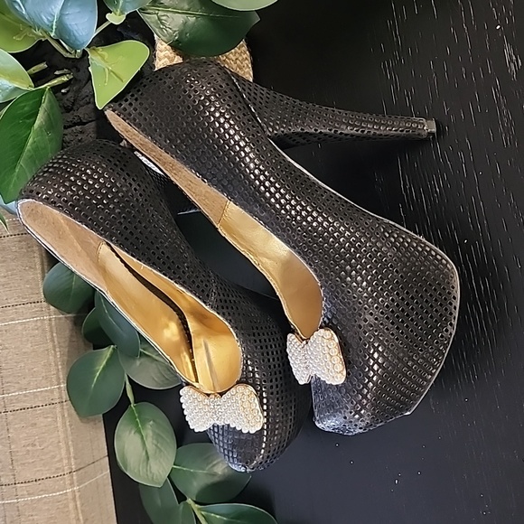 MUUY FRESOS MEXICO Platform Heels 7.5 8 Pearls Bows Goth Stilettos 5.50 Inch - Picture 7 of 17